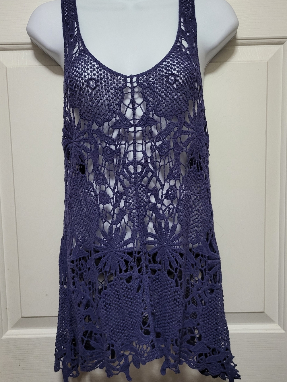Crochet Openwork Tank Top — Blue